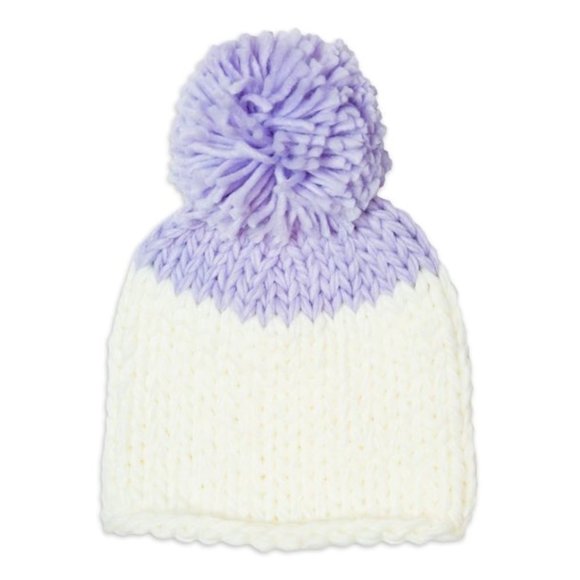 Time and Tru Accessories - Time and Tru Ladies  Ivory Purple Knit Beanies